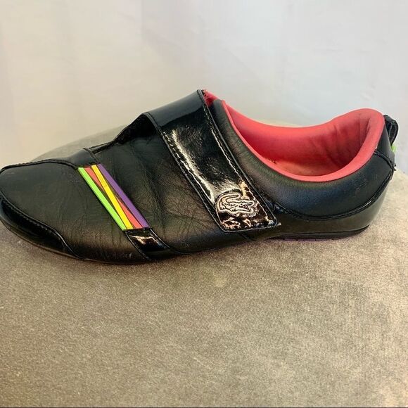 Lacoste Hook-and-loop fastener Sneakers black casual look Sz 9 - Picture 2 of 6